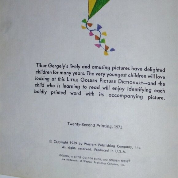 Vintage Little Golden Picture Dictionary Nancy Fielding Hulick 1971 - Picture 8 of 8